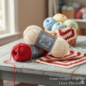 I Love This Cotton yarn bundle red/ivory